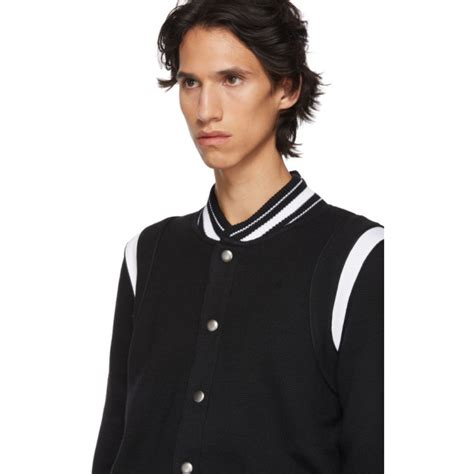 givenchy black logo varsity bomber jacket|More.